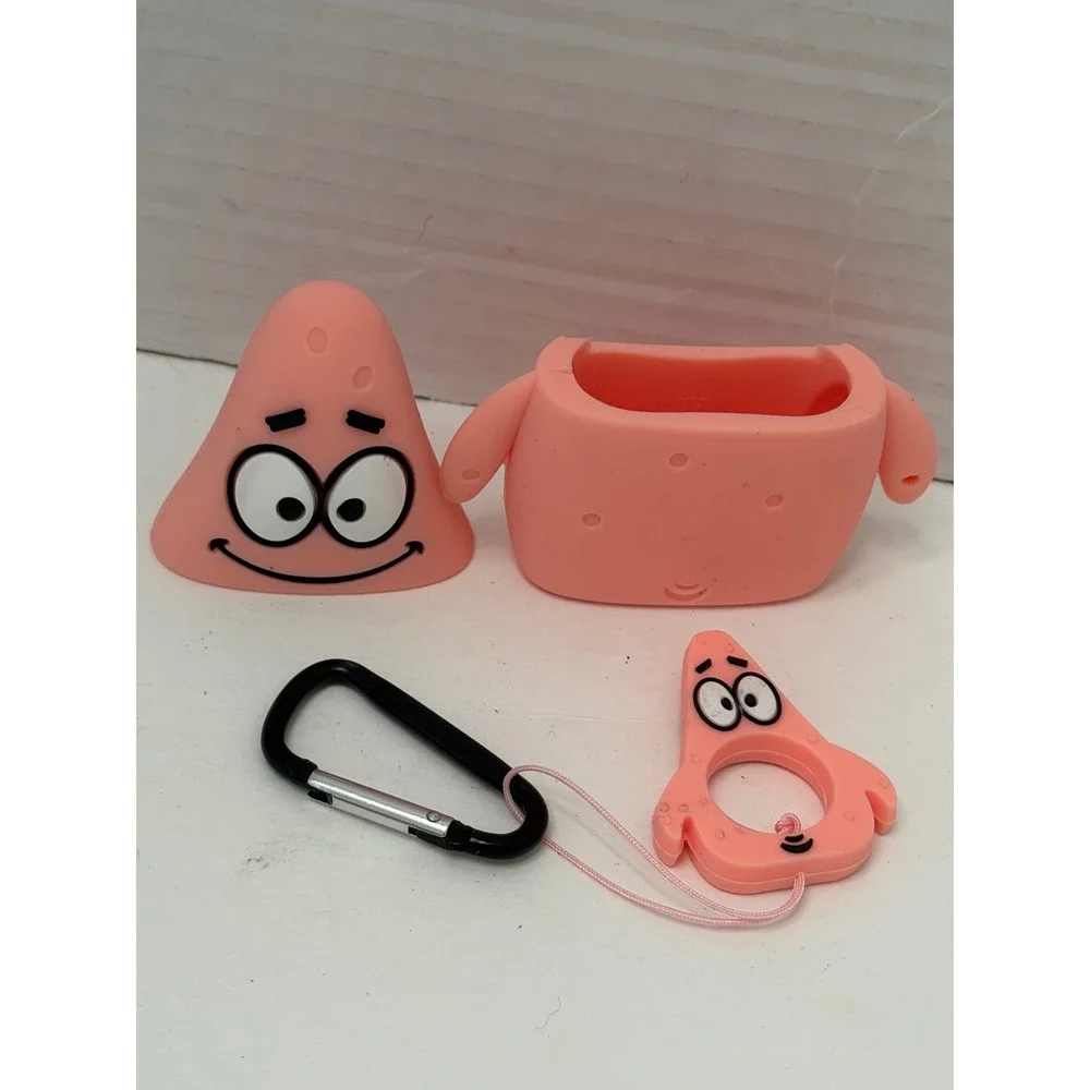 Patrick Star SpongeBob Silicone AirPods Case Cover with Carabiner Pink Ring